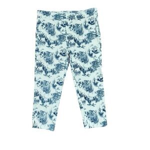 Soft Surroundings Pull On Ankle Pants Blue Print Tummy Control 2X